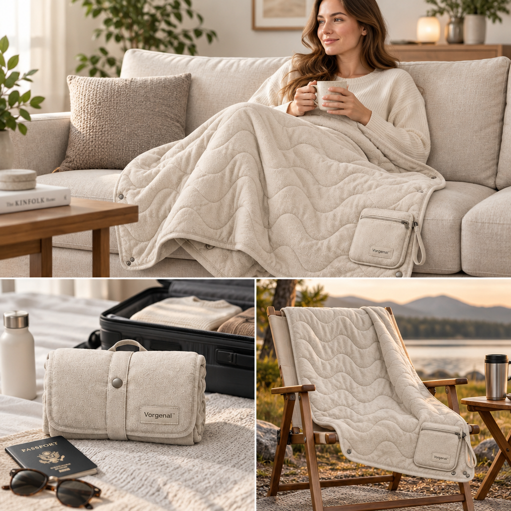 Vorqenal™ Portable Foldable Travel Blanket image 2